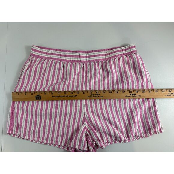 Universal Thread Linen Blend Pull On Short Pink White Stripe Women's L Large - Picture 7 of 11